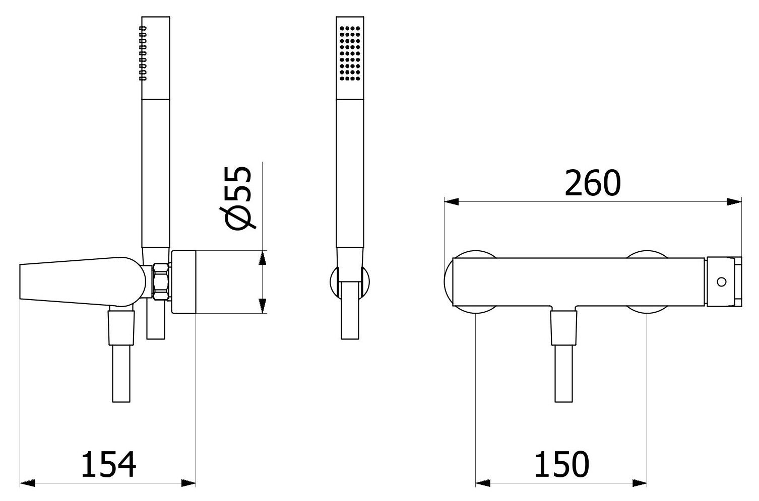Открытый смеситель для душа с ручным душем IB Twitter ARCH-00090843 - Вид №2