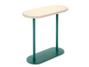 Высокий овальный журнальный столик с трубчатым металлом и столешницей из МДФ