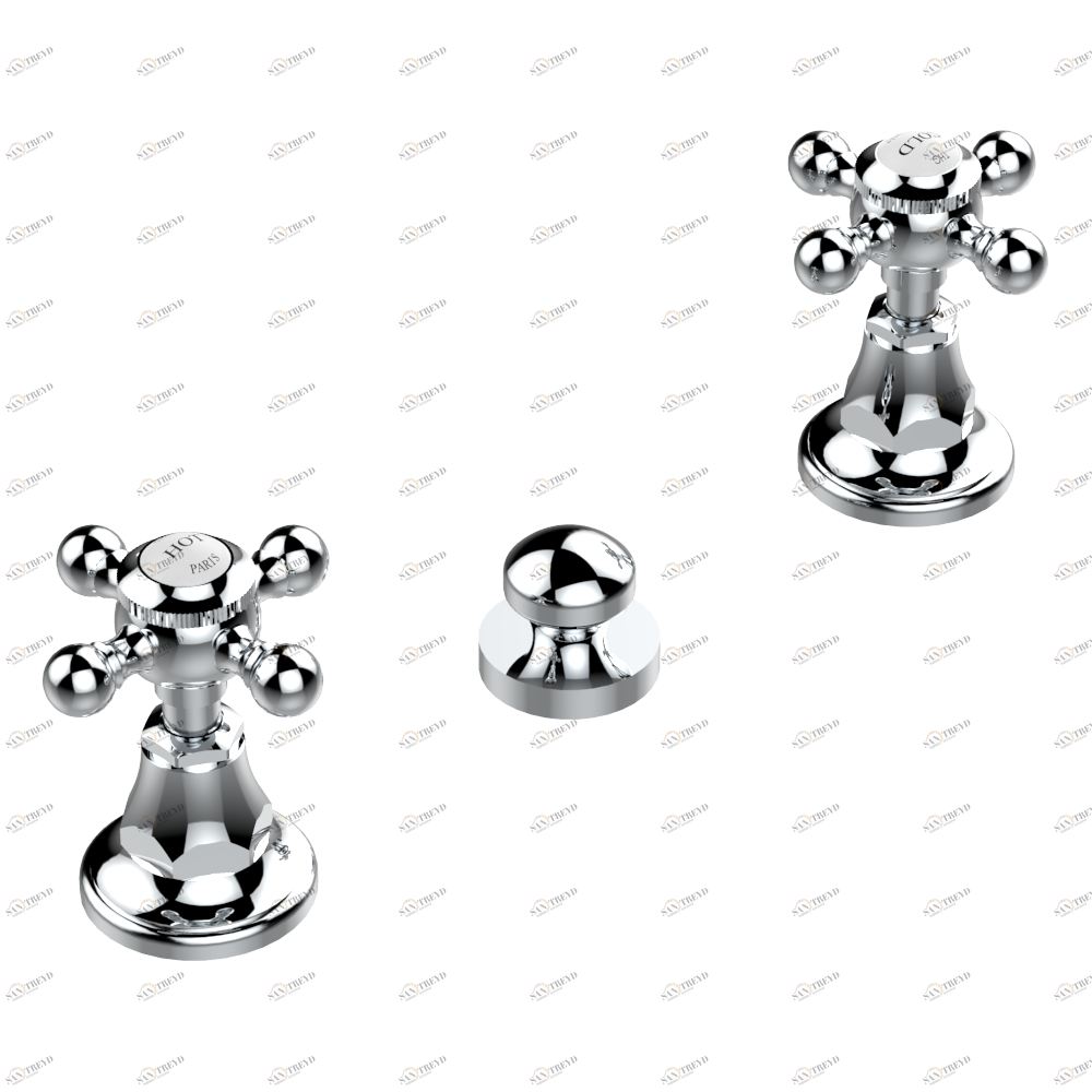 G25-200 Смеситель для биде на 3 отверстия для наполнения через борт с донным клапаном Thg-paris 1900 Хром G25 200 A02 CAT.A