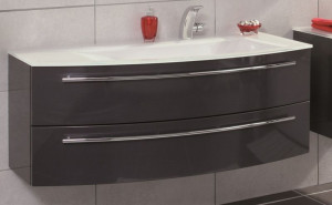 WUA361209L(686/121) Puris Crescendo, тумба под раковину 1200 мм левая, цвет антрацит высокоглянцевый