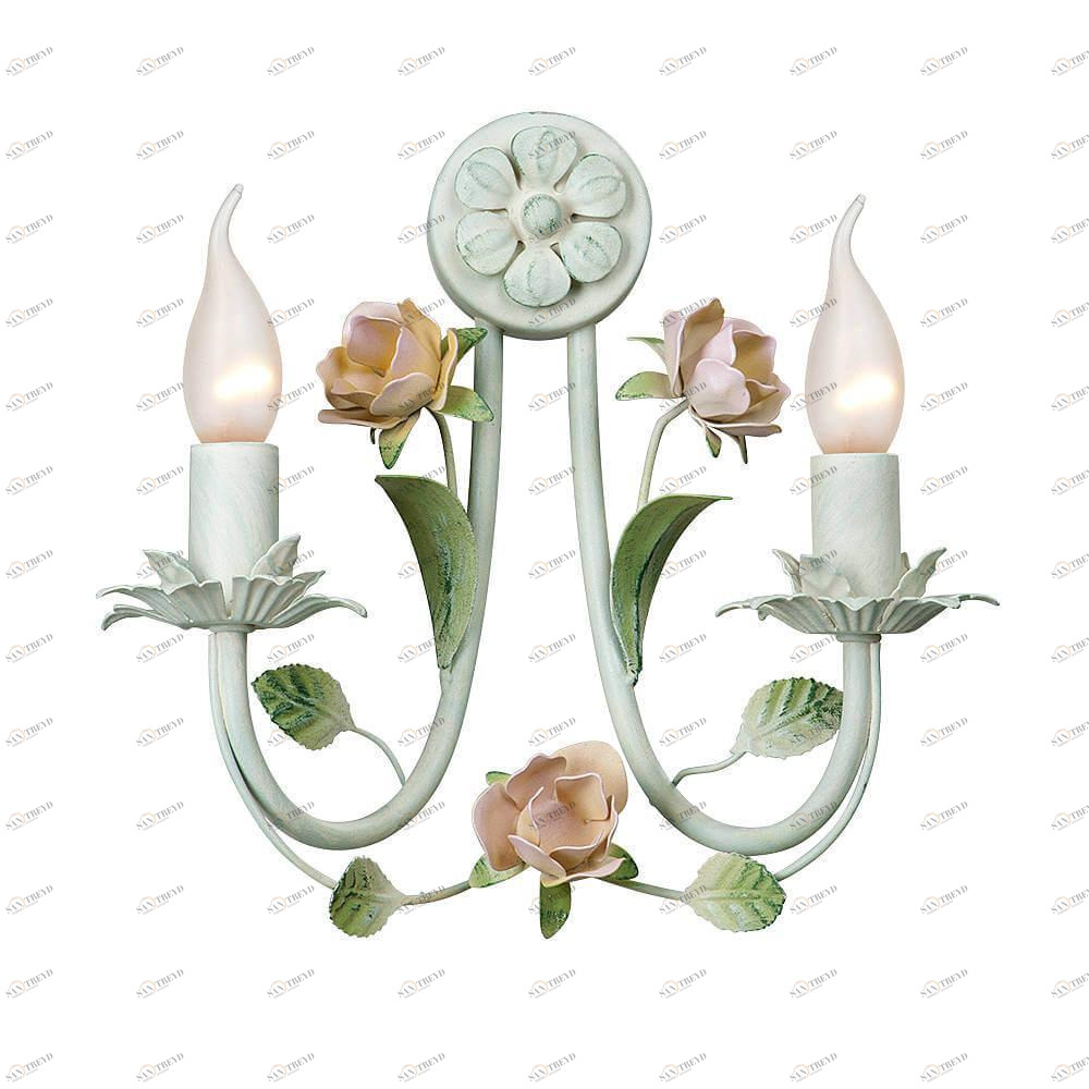 Бра настенное зеленое с розовым Vitaluce 2A V1138/2A VITALUCE СВЕЧА, ФЛОРИСТИКА 00-3931396 Зеленый;розовый 