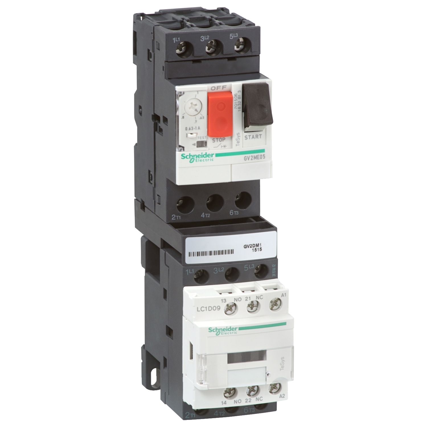 GV2DM107BD Пускатель GV2DM 2.5А, 0.75кВт 400/24В Schneider Electric TeSys 