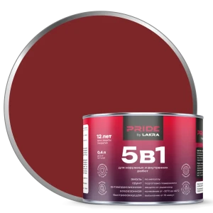 ЛАКРА Грунт-эмаль 5 в 1 по ржавчине оксид красный 0.4 л 89410850