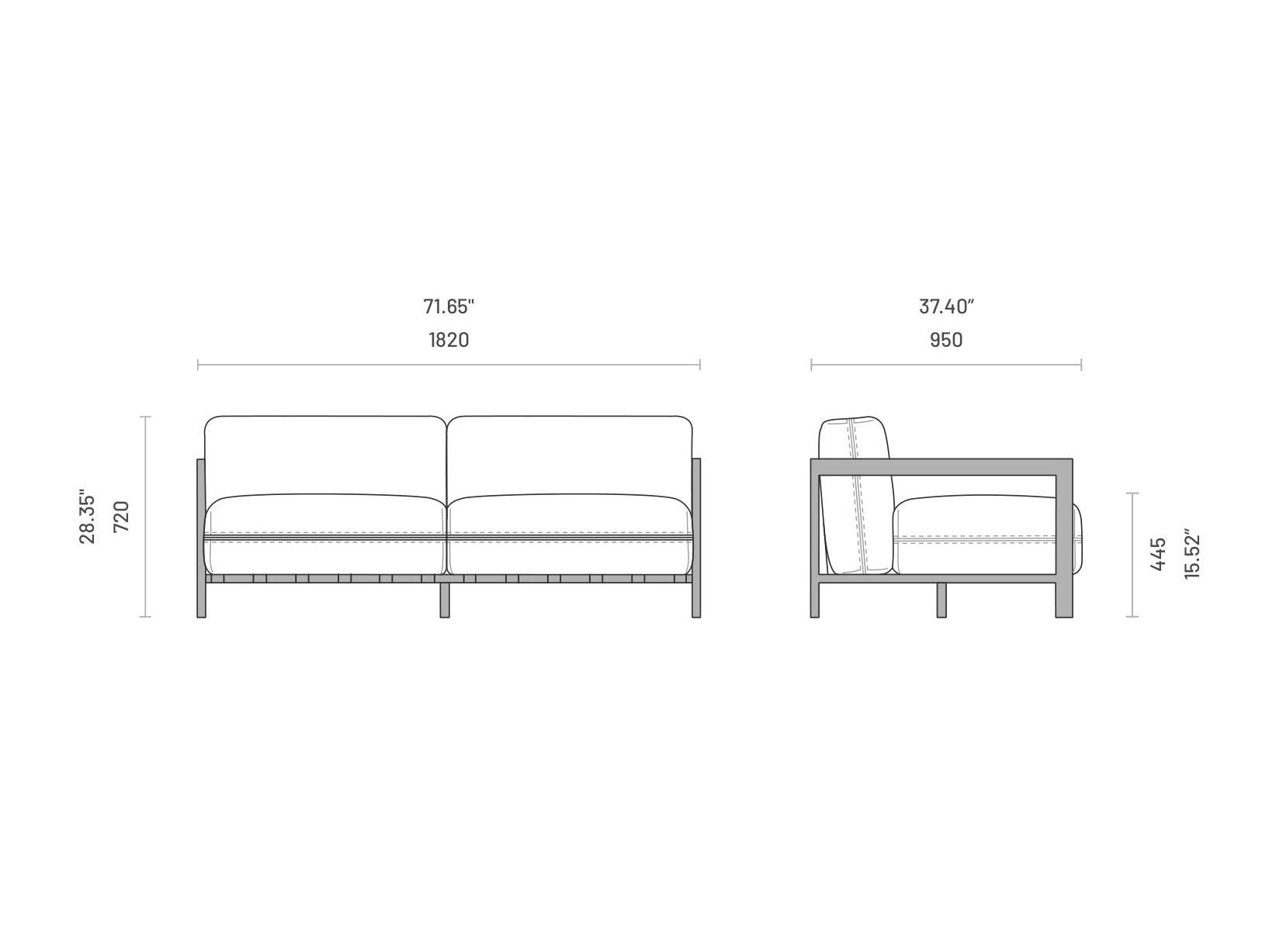 3-местный стальной садовый диван Domkapa ARCH-00054338 - Вид №2