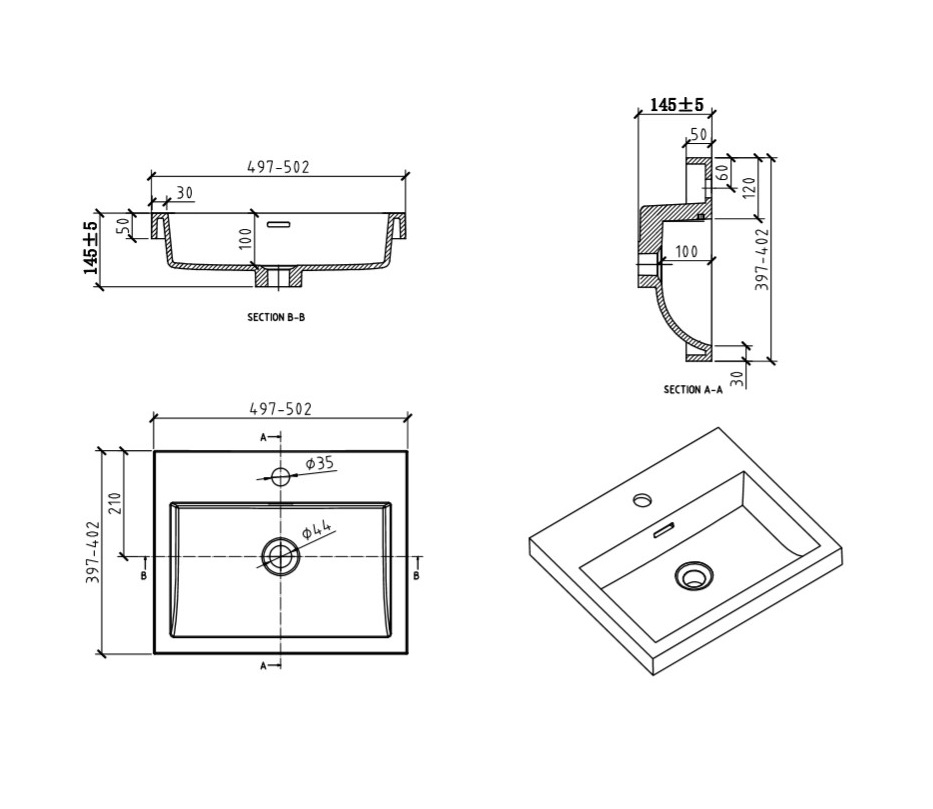 Мебель для ванной BelBagno PIETRA MINI-500AS-PT  - Вид №3