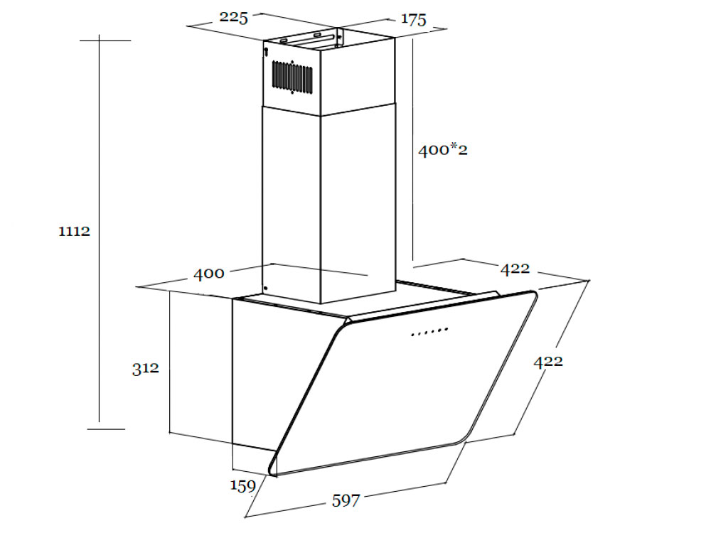 9145450 Вытяжка наклонная SCHTOFF MACAU 60 белый STDN-0011766 - Вид №1