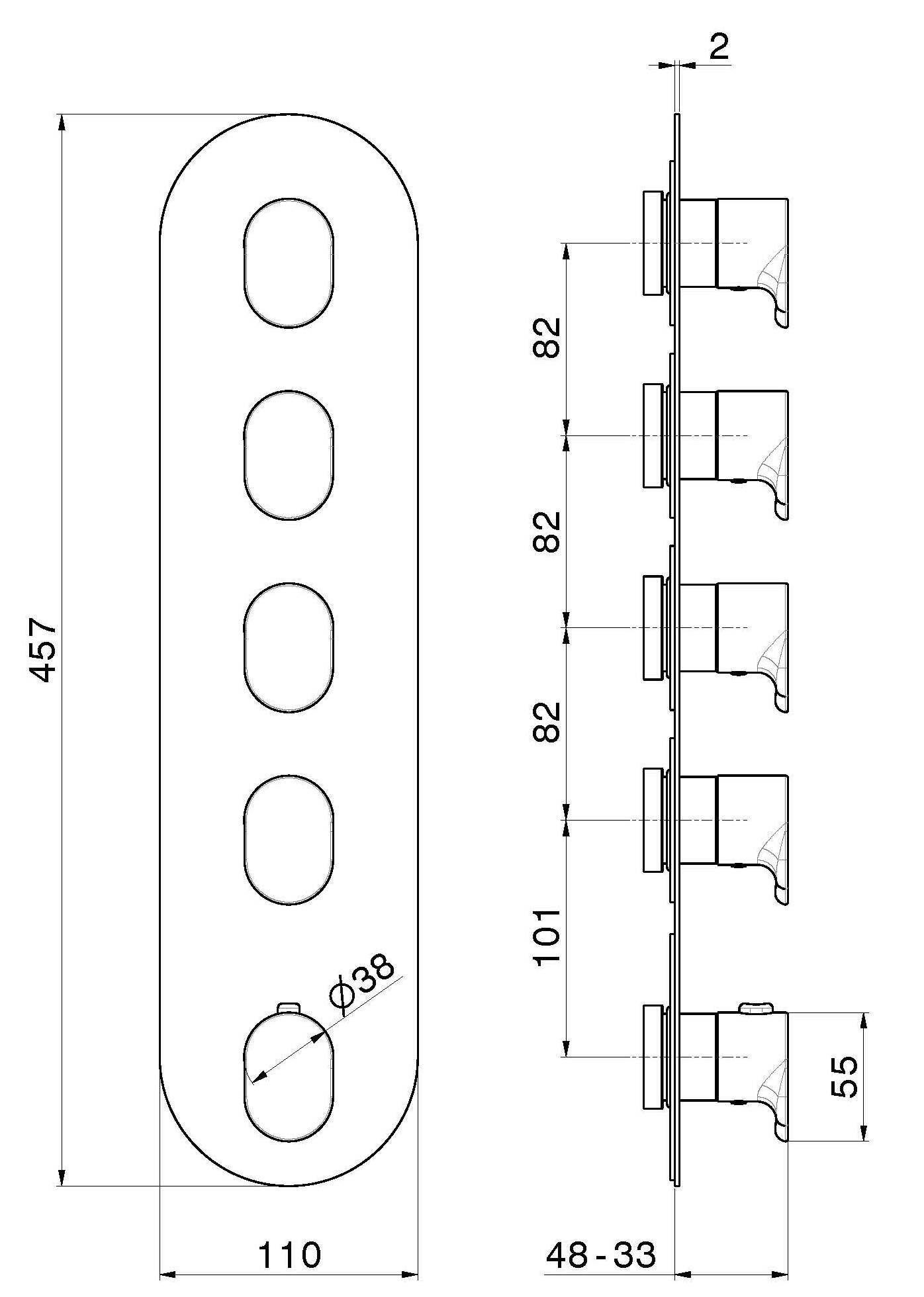 Термостатический смеситель для душа с 5 отверстиями Newform многофункциональные термостаты с 4 выходами ARCH-00118651 - Вид №3
