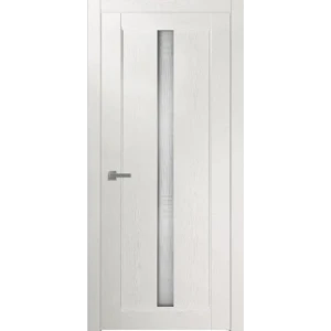 Дверь межкомнатная со стеклом Челси 60x200 см финиш бумага цвет ясень жемчужный с замком