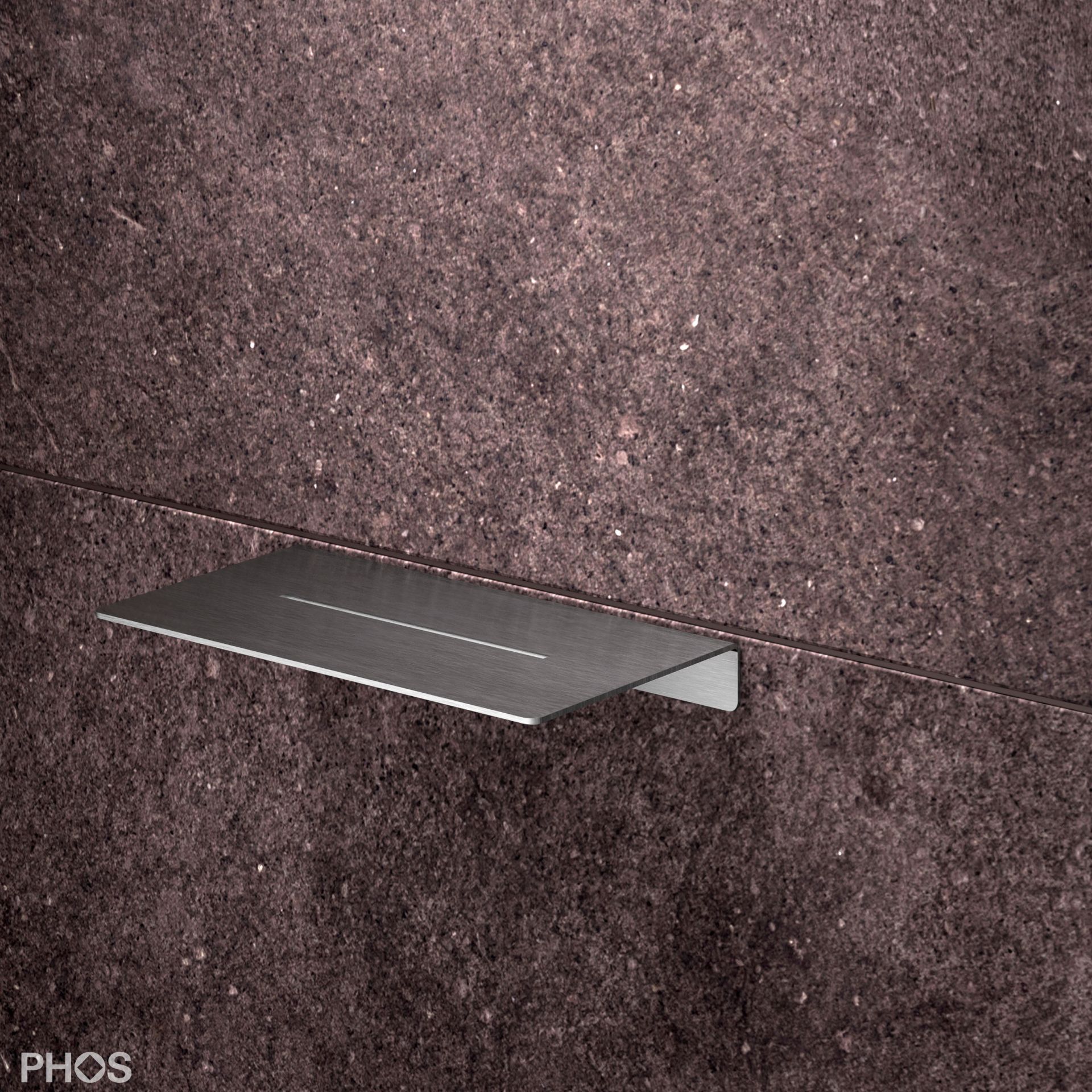 DA200 Полка для душа с резьбой, длина 20 x глубина 12 см, шлифованная вручную PHOS 