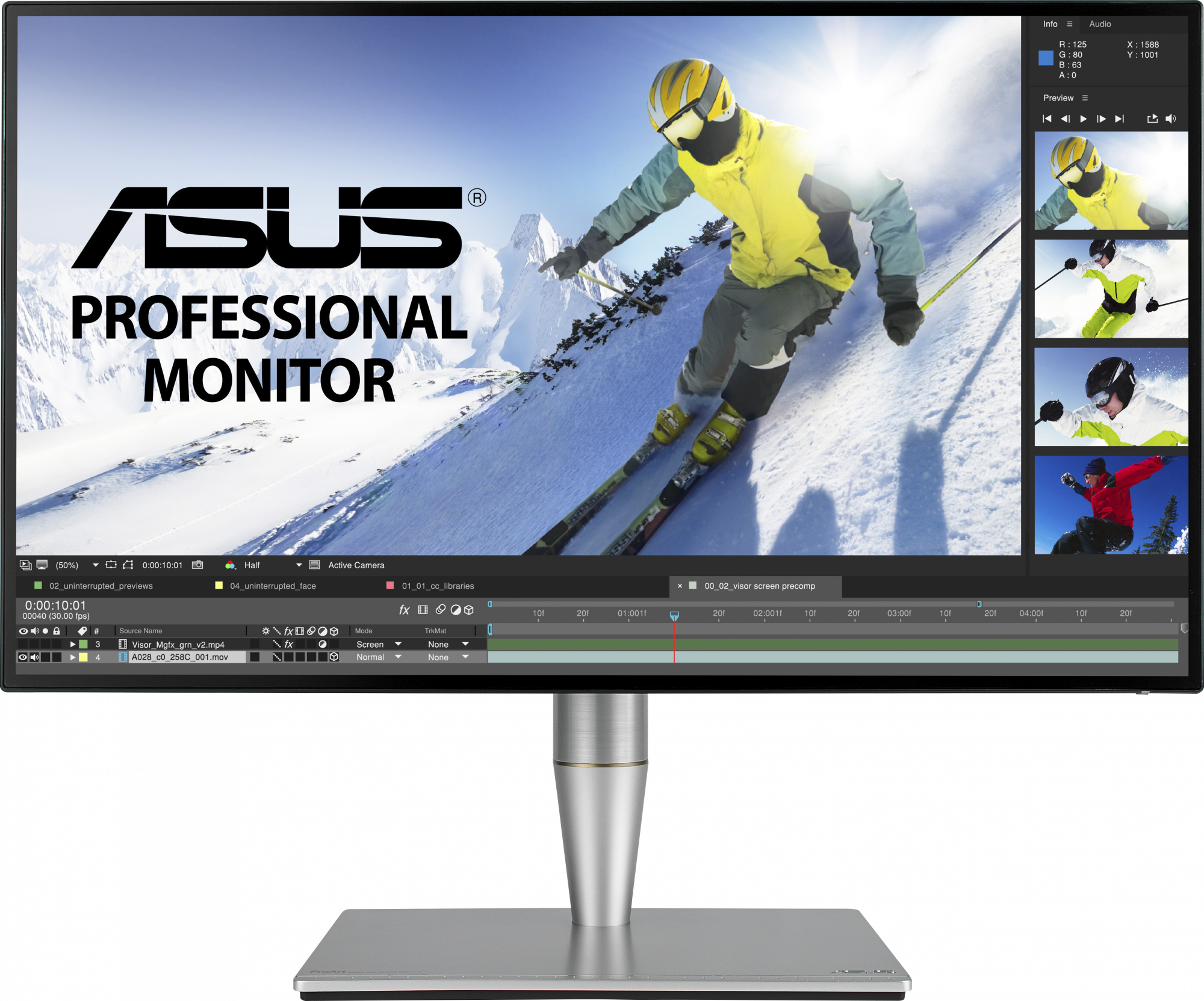 90LM02N0-B01370 proart pa27ac 27" professional monitor, wqhd (2560x1440), ips 4 side-frameless, hdr, 100% srgb/rec.709, △e< 2, thunderbold typec usb 3/bk/5ms/dp+hdmi+speaker ASUS ASUS ProArt Santreyd 