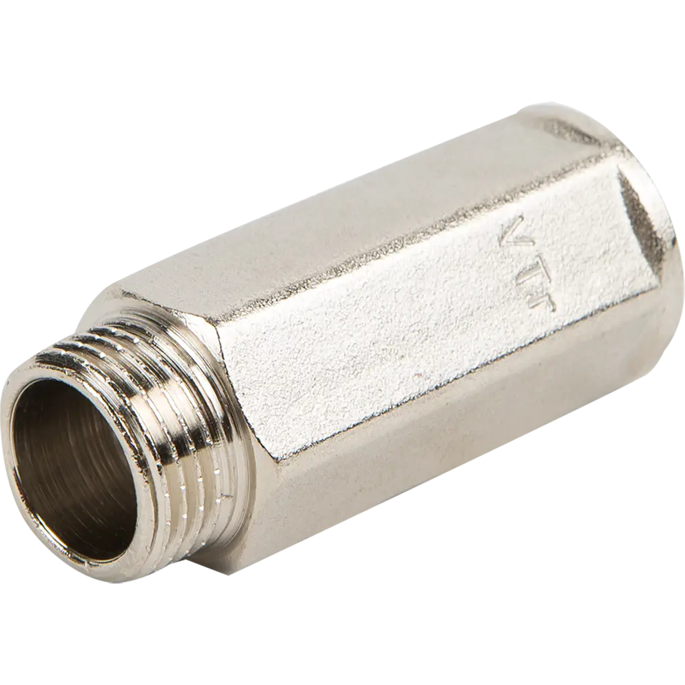 Удлинитель Valtec 1/2"х50 мм внутренняя-наружная резьба никелированная латунь VTr.197.N.0450 10508203 STLM-2186463 