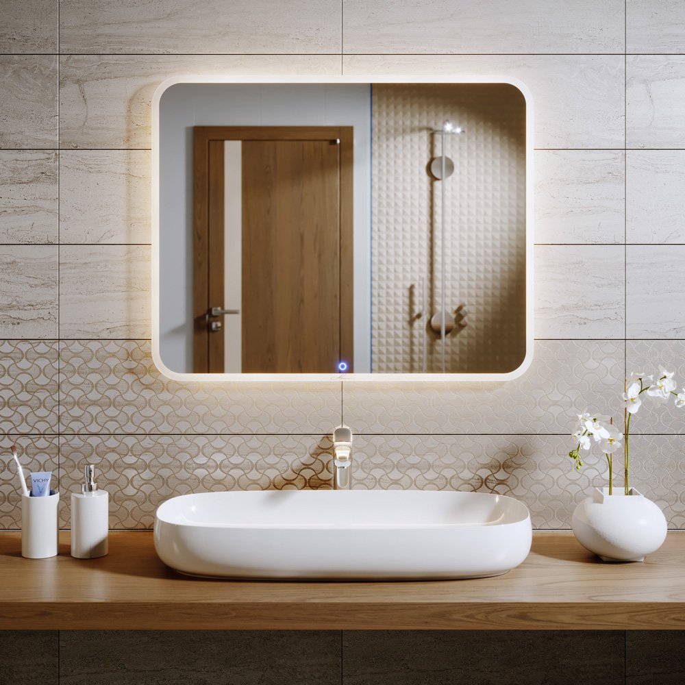 Зеркало в ванную прямоугольное белое с подсветкой 90х80 см Vanda-20 ALAVANN VANDA-20 303973 Белый  - Вид №1