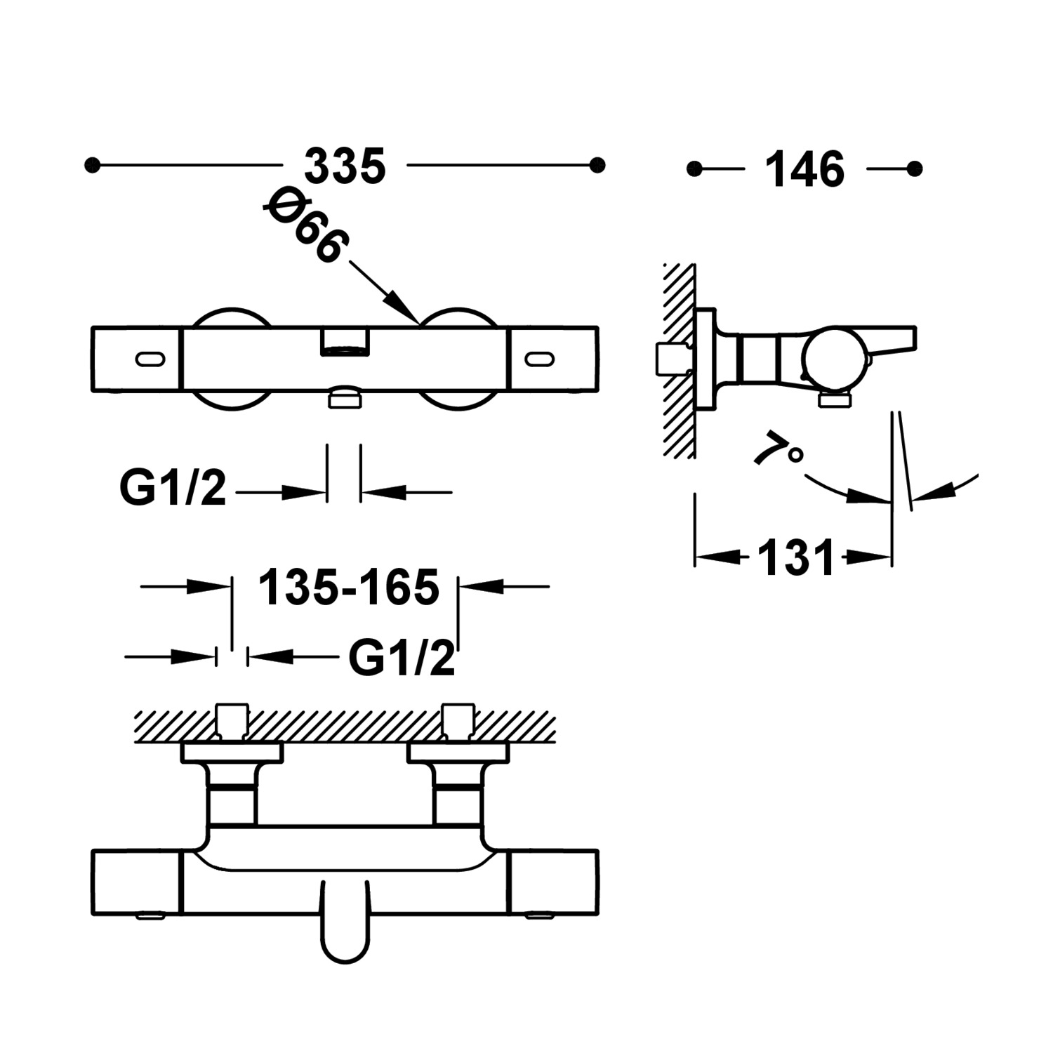 Настенный термостатический смеситель для ванны и душа-19017429AC TRES Thermostatic - Вид №1