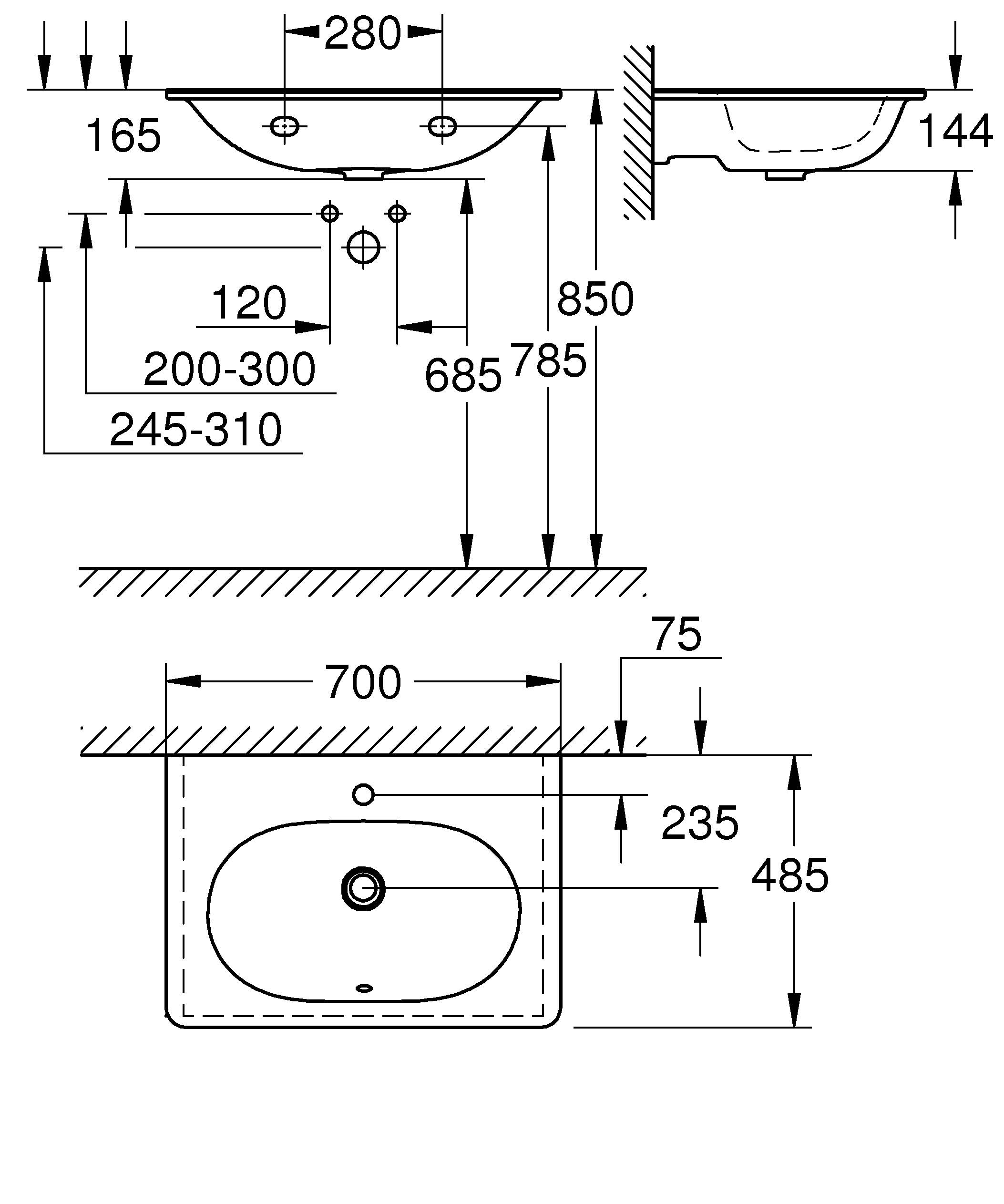 3956400H Подвесная раковина настенная круглая Grohe Essence белая - Вид №1