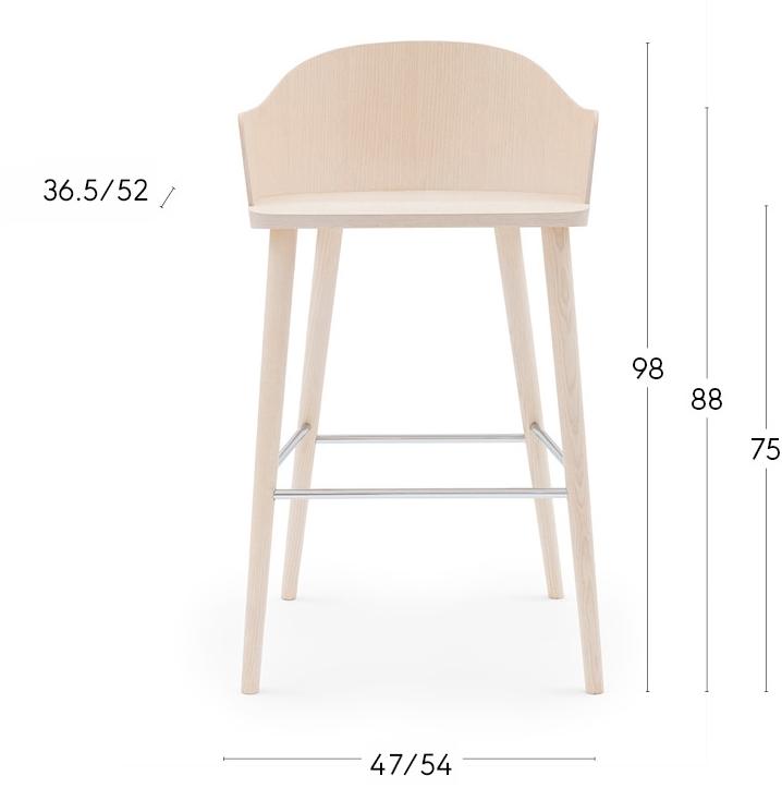 Billiani Высокий табурет из ясеня со спинкой Fitt classic 029 - Вид №1