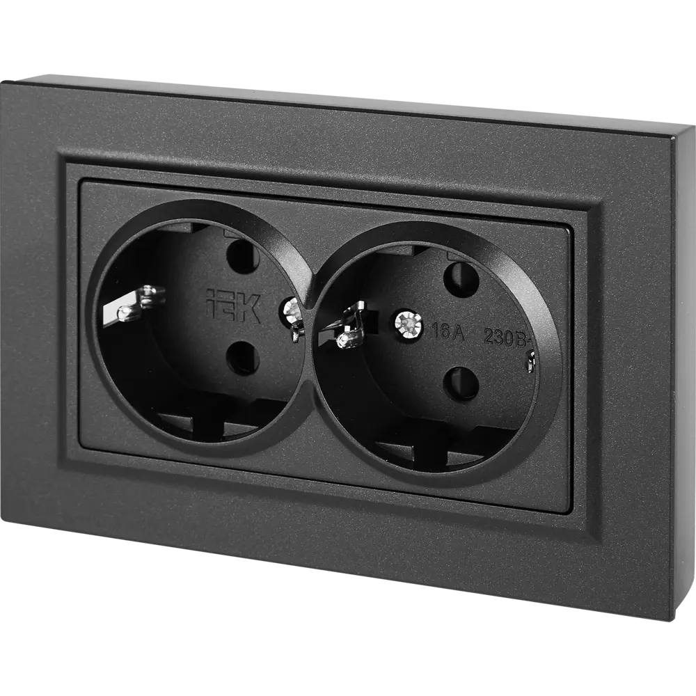 IEK Brite: Двойная розетка с защитными шторками и заземлением 87761572 STLM-1109043 - Вид №1
