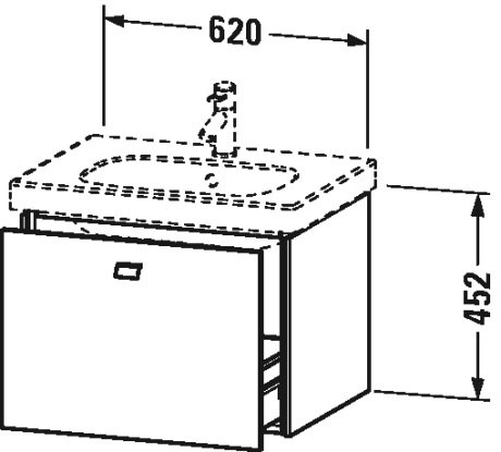BR404504949 Тумбочка подвесная Brioso #BR4045 620 x 469 мм Графит матовый, декор Duravit - Вид №1