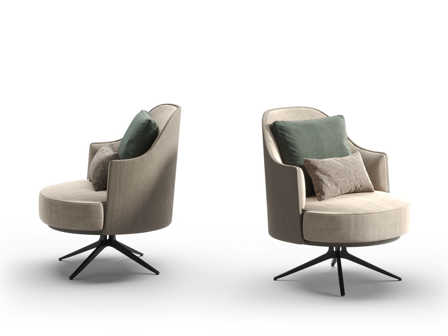 Тканевое вращающееся кресло с подлокотниками PRADDY Natur ARCH-00126463 - Вид №2