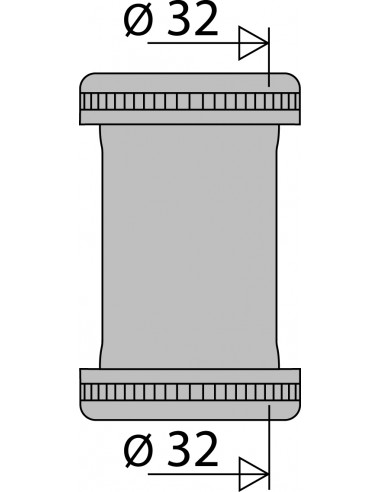 020600 000 00  Втулка для раковины, входа и выхода Д. 32 мм, хромированная латунь Valentin Матовый Никель  - Вид №2