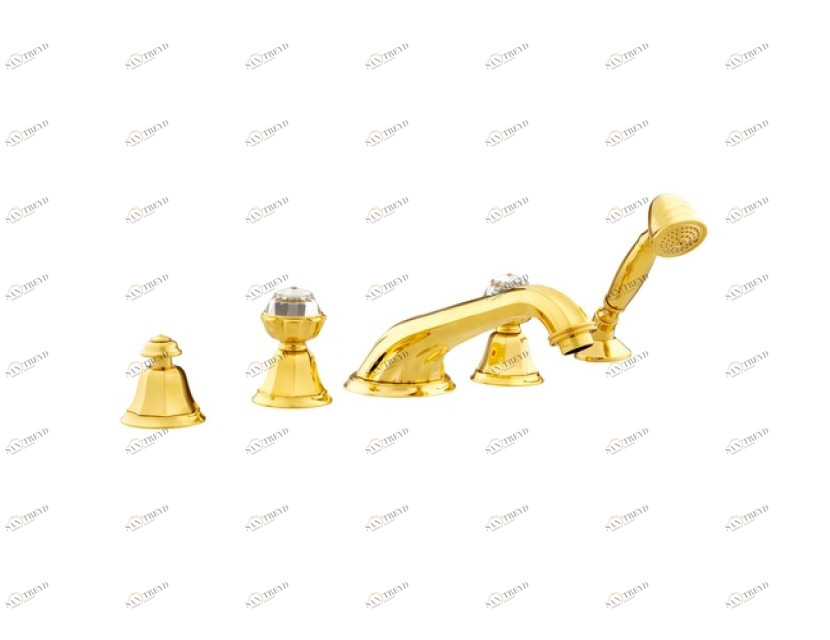 038216.A00.50 Набор для ванны с пятью отверстиями и кристаллами сваровски Яркий хром Mestre Indica