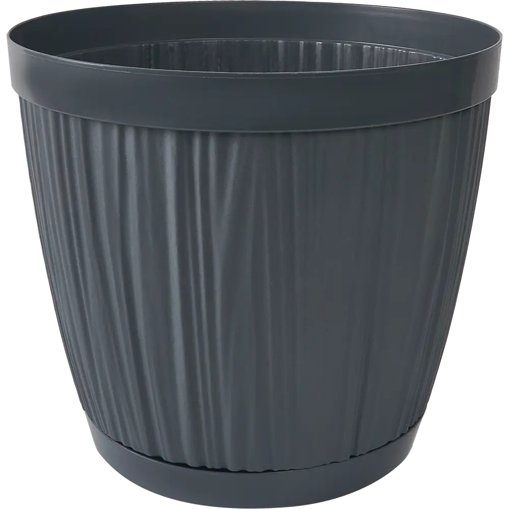 Горшок цветочный Ingreen Barcelona ø24 h21.2 см v6.5 л пластик темно-серый STLM-2192627