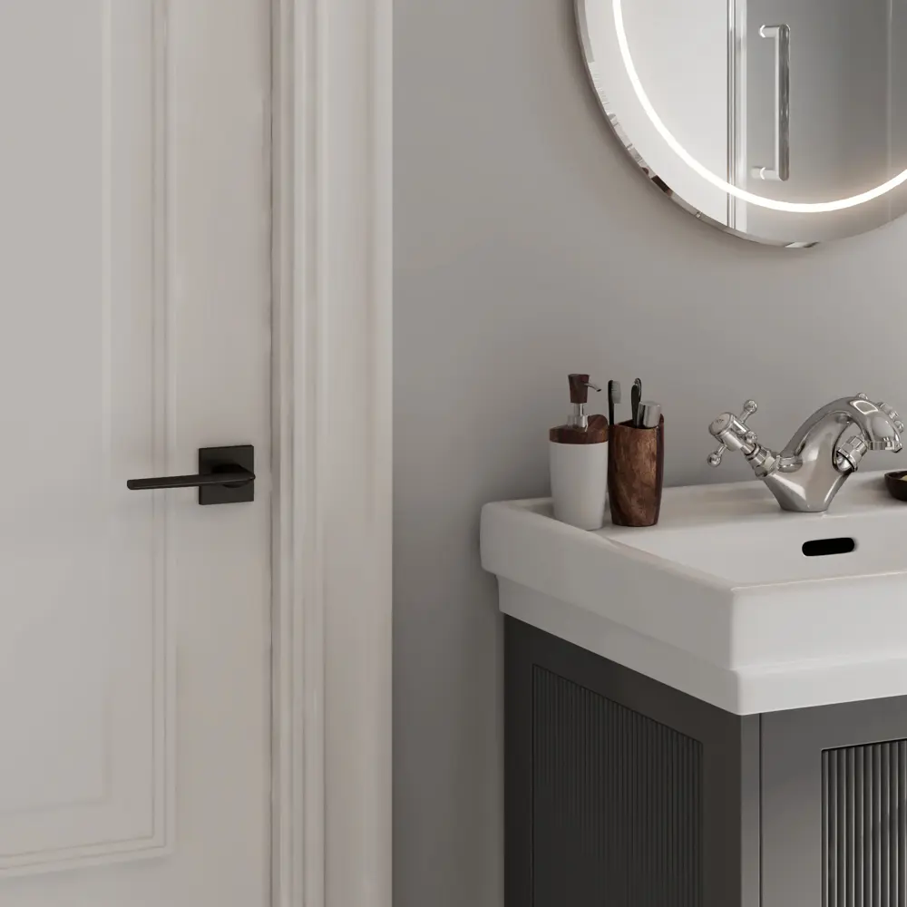 Дверная ручка на розетке KREAFORTA Акация без запирания цвет графит STLM-2162005 - Вид №4