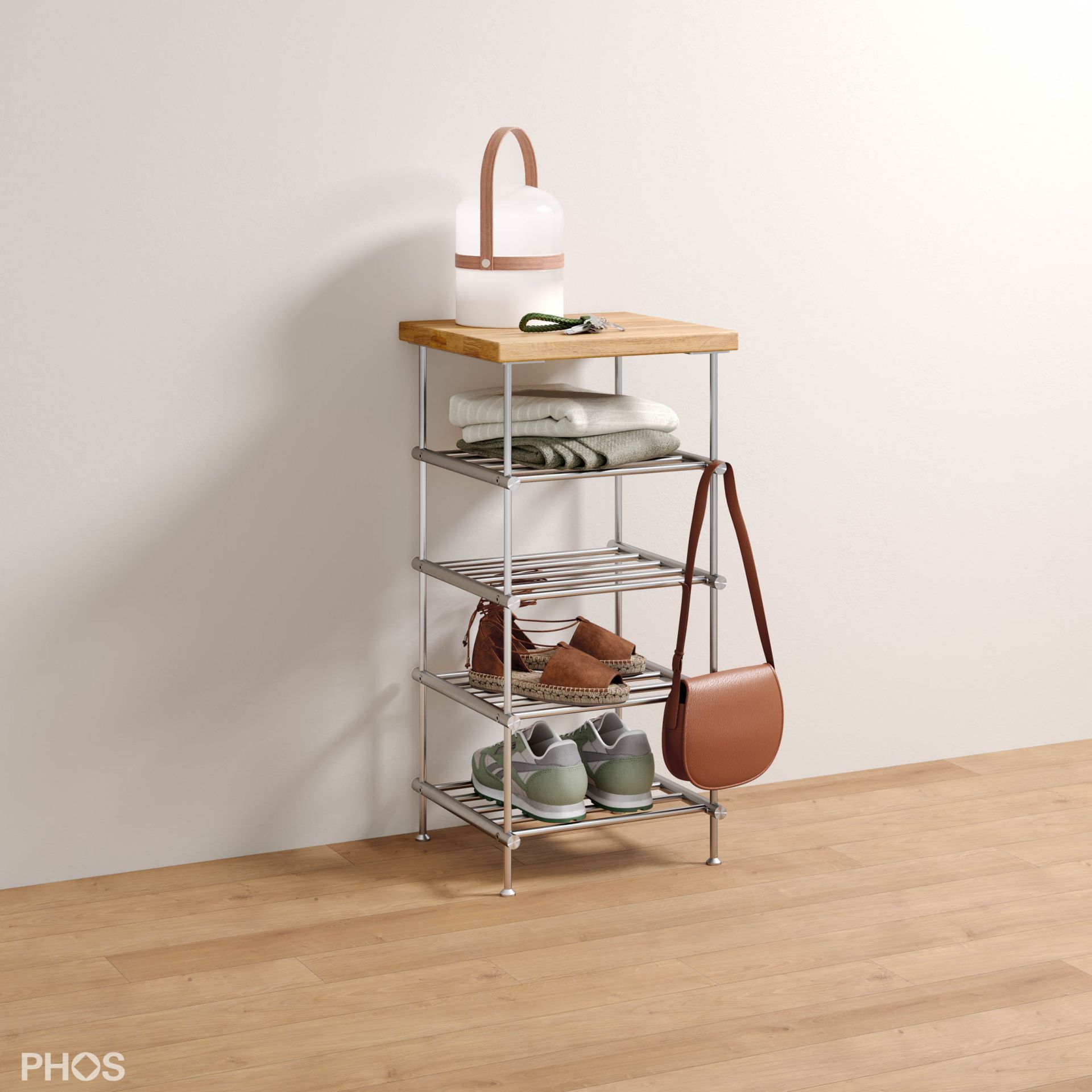 SBS400-4-Eiche Сервант узкий и высокий, 1 поле, 4 уровня, ширина 45 см. PHOS  - Вид №4