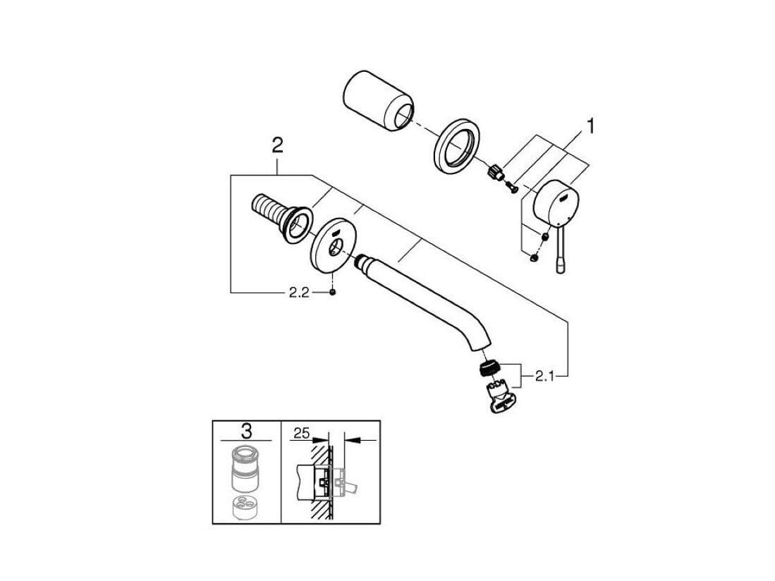 Настенный смеситель для раковины с 2 отверстиями Grohe Essence New ARCH-00129521 - Вид №6