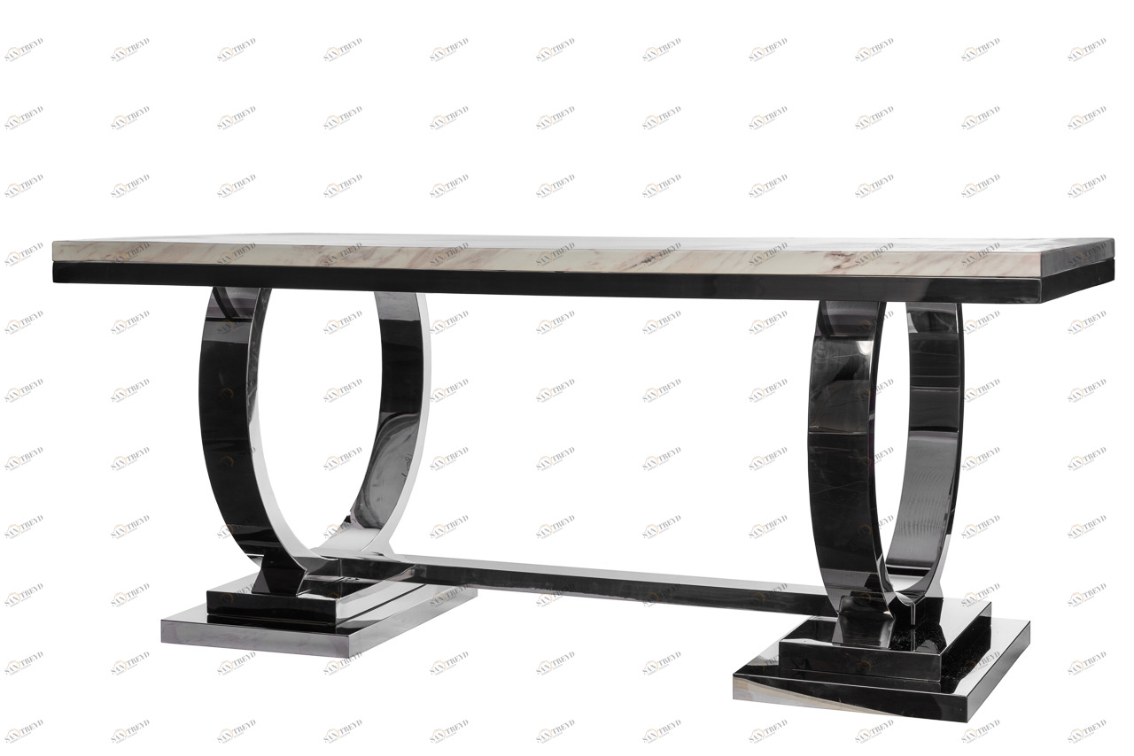 Обеденный стол белый искусственный мрамор на основании хром 180 см Donna ДОМАШНЯЯ ОБСТАНОВКА SKY 045151 Белый;хром Santreyd