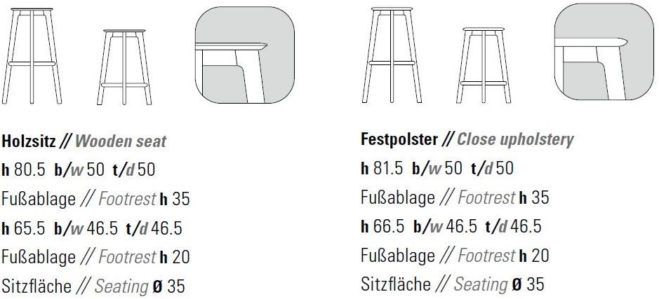 ZEITRAUM Барный стул из массива дерева с подставкой для ног 1.3 sun-id-1427242 - Вид №6