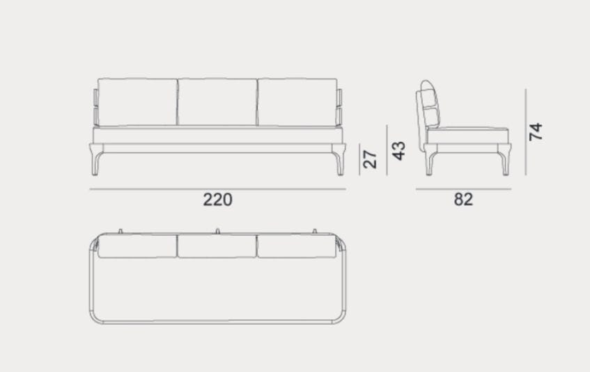 3-местный съемный диван из тикового дерева Gervasoni Gervasoni Outdoor ARCH-00113301 - Вид №6