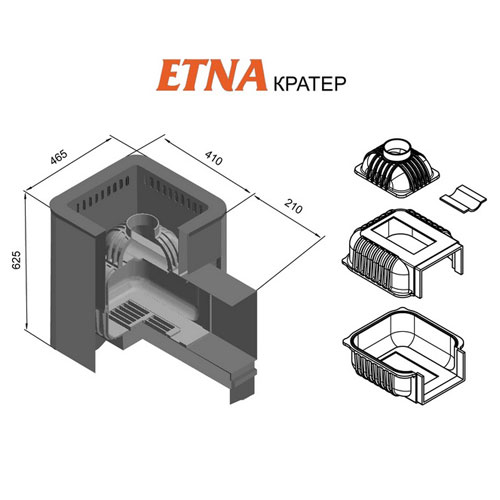 Дровяная печь для бани Этна Кратер 14 (ДТ-3) 4658 - Вид №1