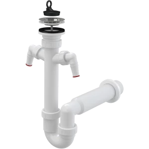 Сифон трубчатый с нержавеющей peшeткой DN70 и двумя штуцерами