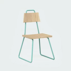 Стул с металлическими ножками и деревянным сиденьем морская волна Bauhaus WOODI  00-3966228 Голубой