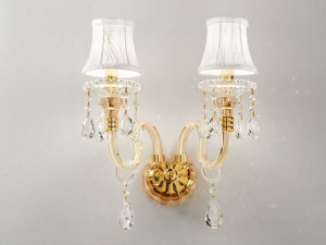 Стеклянный настенный светильник с кристаллами
