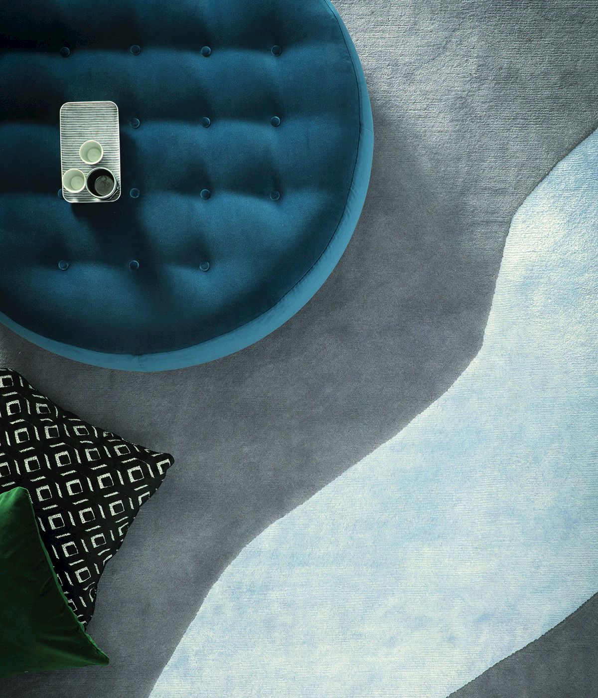 Прямоугольный ковер ручной работы из шерсти BODEMA WATER ARCH-00021515