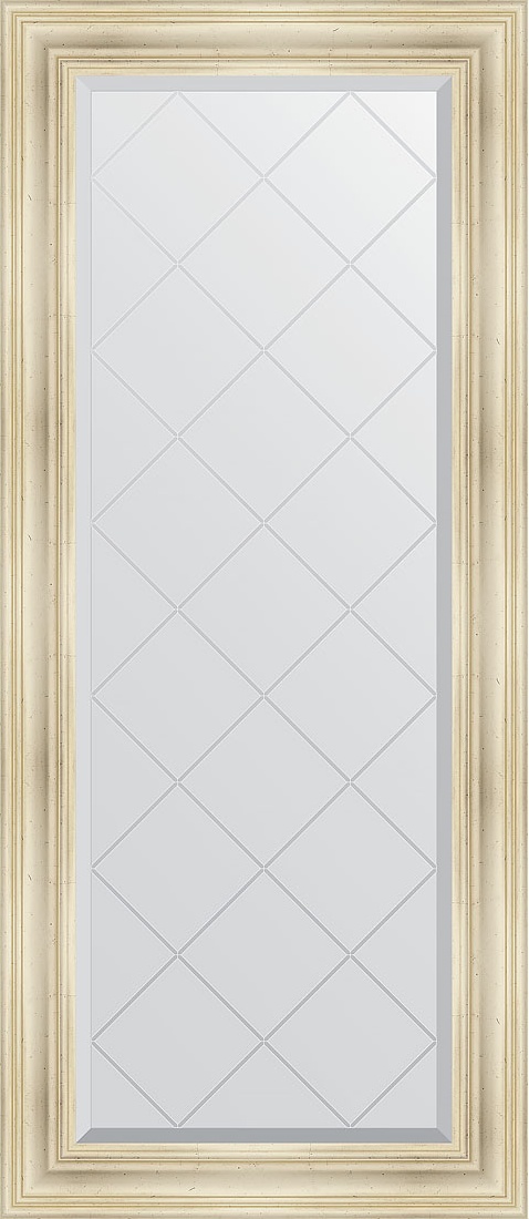 BY 4160 Зеркало с гравировкой в багетной раме - травленое серебро 99 mm EVOFORM Exclusive-G