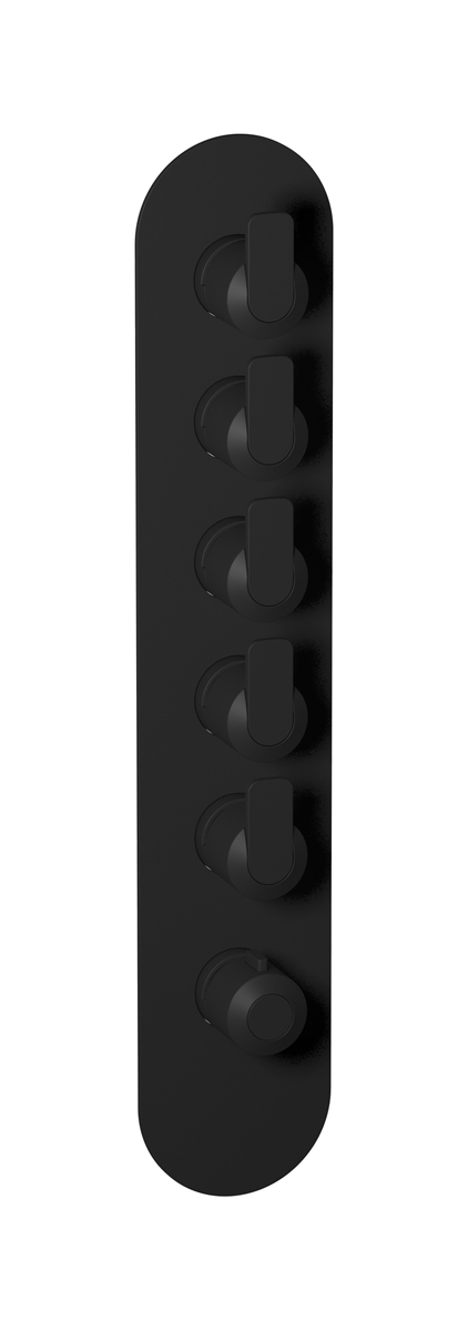 Внешняя часть термостата 5-ходовая, круглая пластина, вертикальная, ручка С-67 WE ARE IB eua512npnc6 Matt Black Aqua