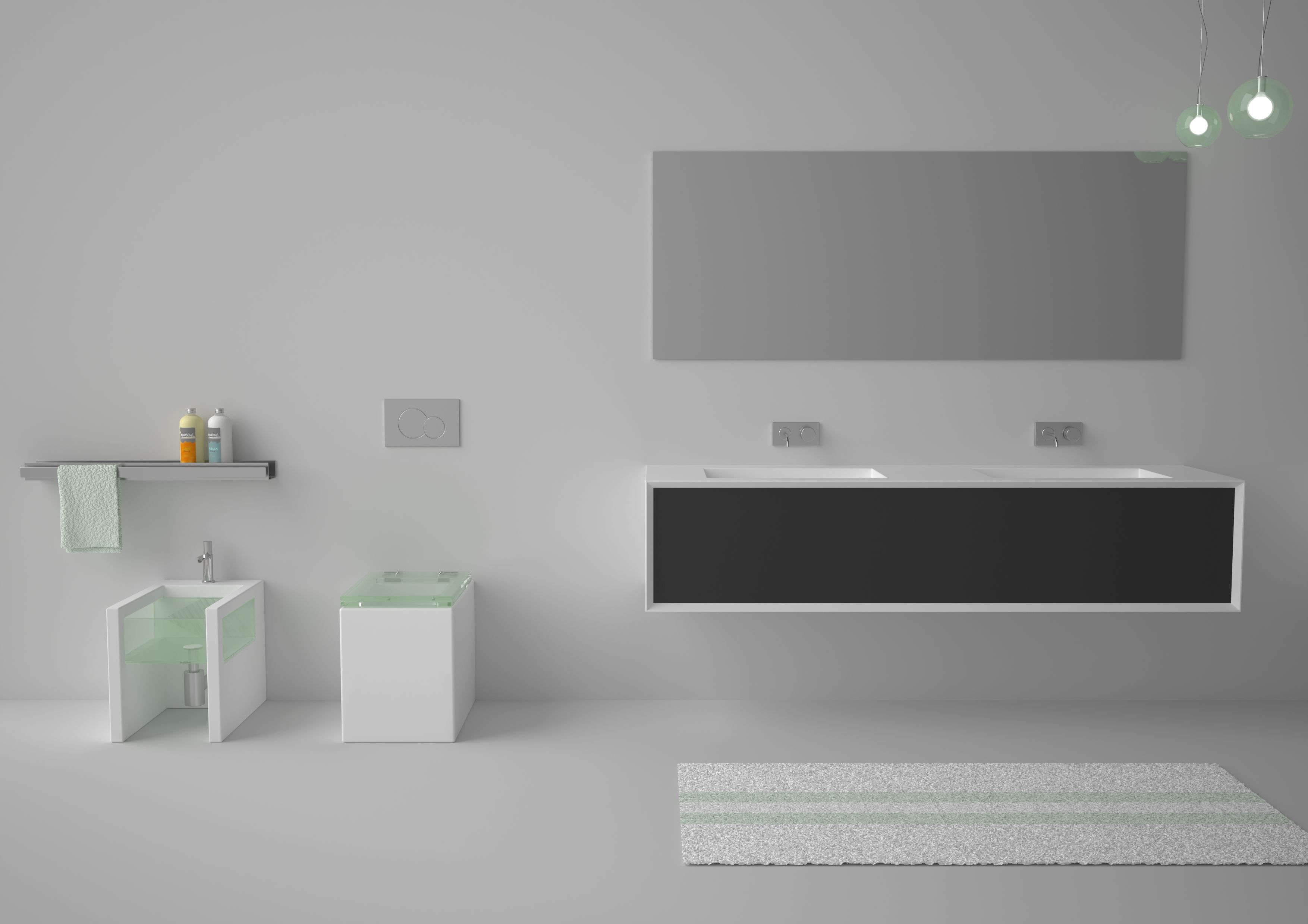 Подвесной шкаф для умывальника из МДФ с 2 раковинами и 2 ящиками GSG Ceramic Design Милан ARCH-00152062 - Вид №4