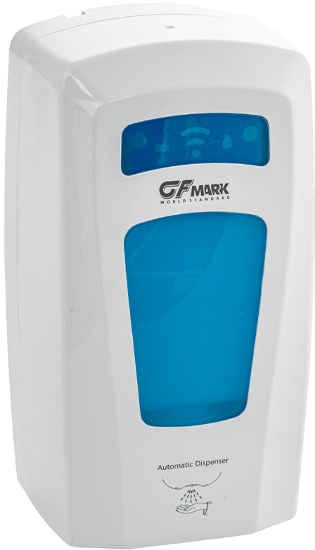 GFmark - Дозатор СЕНСОРНЫЙ, ДЕЗИНФЕКЦИЯ, пластик АБС, БЕЛЫЙ, с двойным окошком и регулировкой объёма жидкости, 1000 мл, код: 719