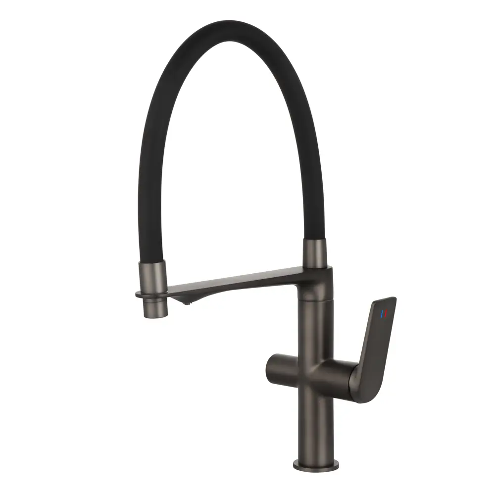 Смеситель для кухни Osgard Nora гибкий излив 19.6 см цвет вороненая сталь STLM-2190117