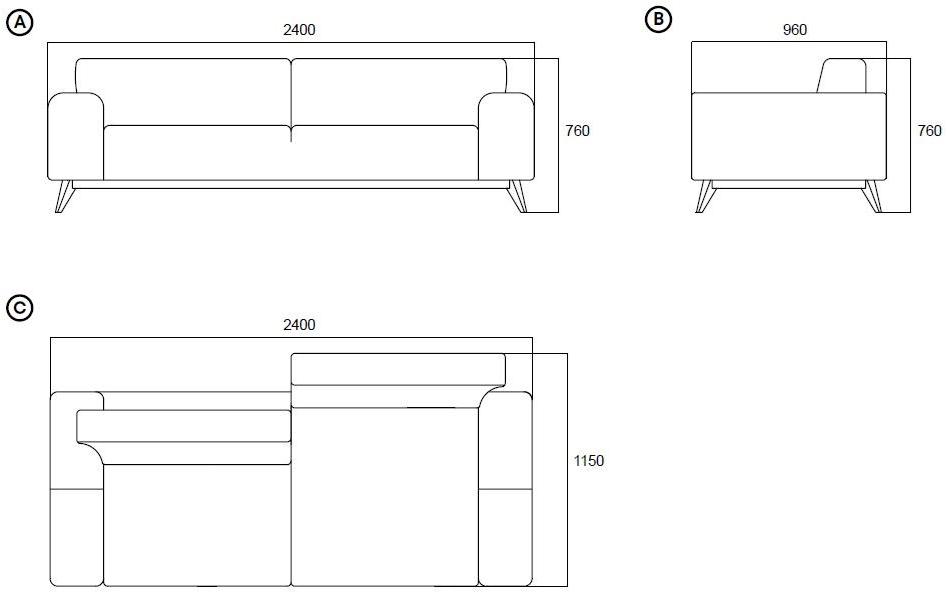 Enza Home 3-х местный тканевый диван Netha sun-id-1480062 - Вид №15