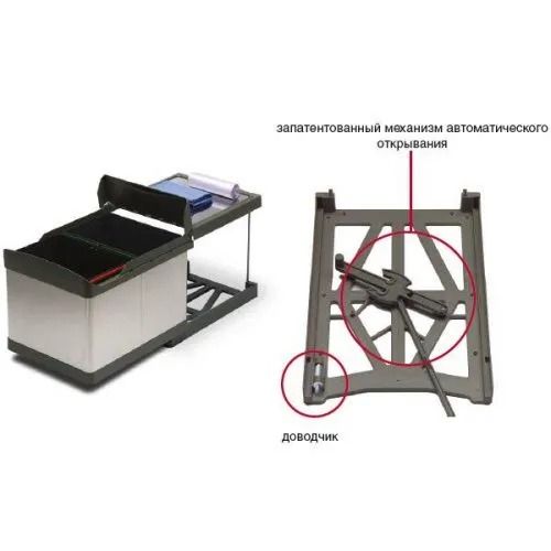 Система сортировки мусора ALBIO 30 2X16 L серый пластик/нержавещая сталь Alveus 227979 - Вид №4