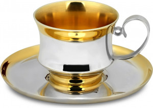 10667980 Русские самоцветы Чашка с блюдцем Русские самоцветы, серебро с позолотой Серебро с позолотой