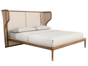 Двуспальная кровать с мягким изголовьем