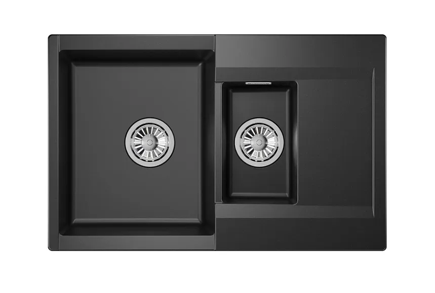 ES-7808, ШВАРЦ (чёрный металлик), кухонная мойка, кварц GRANULA Estetica 7808-ST284 - Вид №2