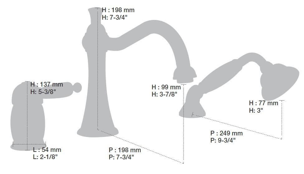 Смеситель для ванны с 3 отверстиями и ручным душем BARIL Victoire B74 ARCH-00031127 - Вид №2