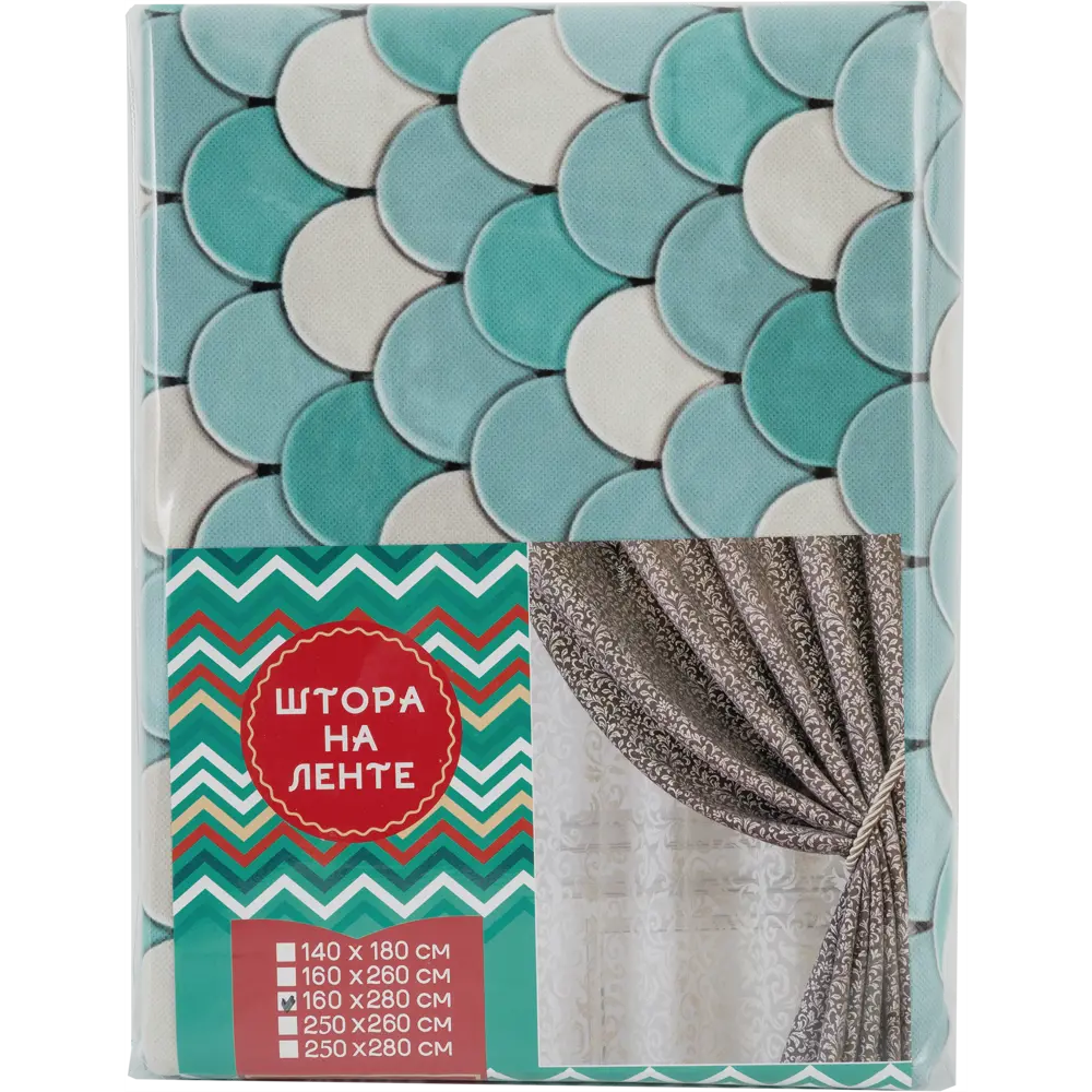 Штора на ленте «Мозаика», 160x280 см, геометрия, цвет бирюзовый 82433359 STLM-2015347 GARDEN  - Вид №4
