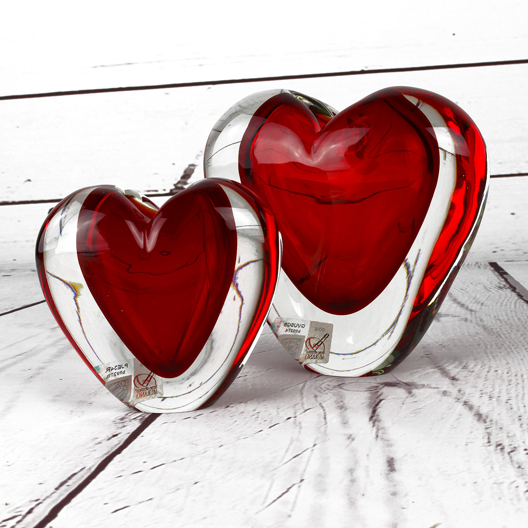 3573 ORIGINALMURANOGLASS Ваза Красное Сердце - соммерсо - муранское стекло OMG 10 см  - Вид №1