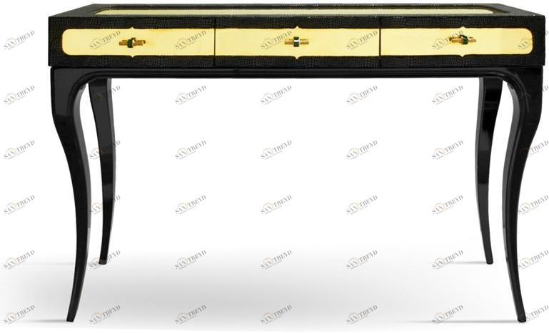 KOKET Прямоугольная кожаная консоль с ящиками Exotica sun-id-1387849